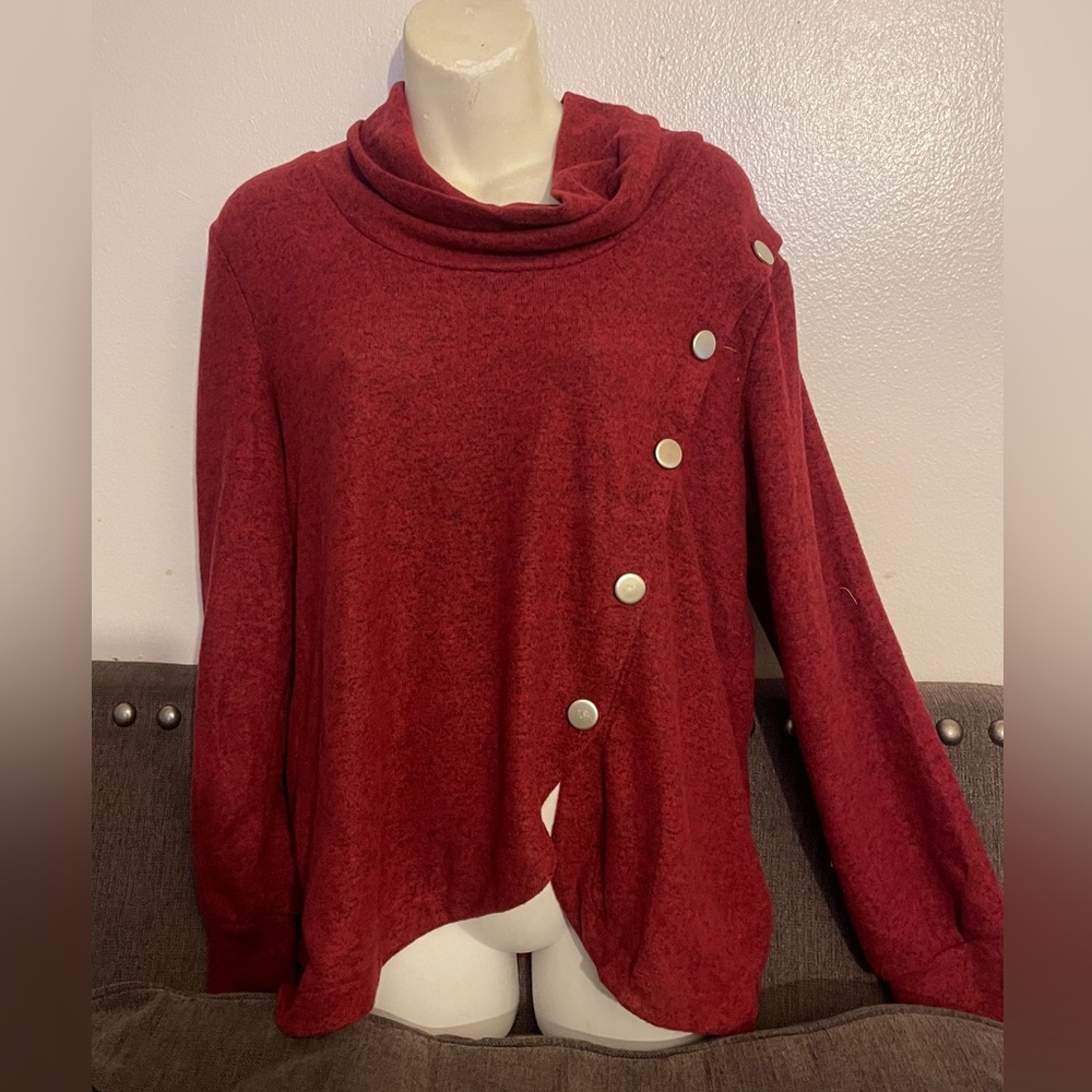 🚨NEW NOTATIONS Petite Long Sleeve Overlapping Cowl Neck Top - Picture 3 of 4